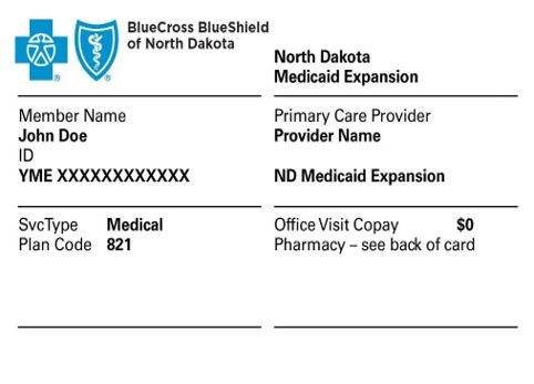 Blue Cross Blue Shield ND insurance card