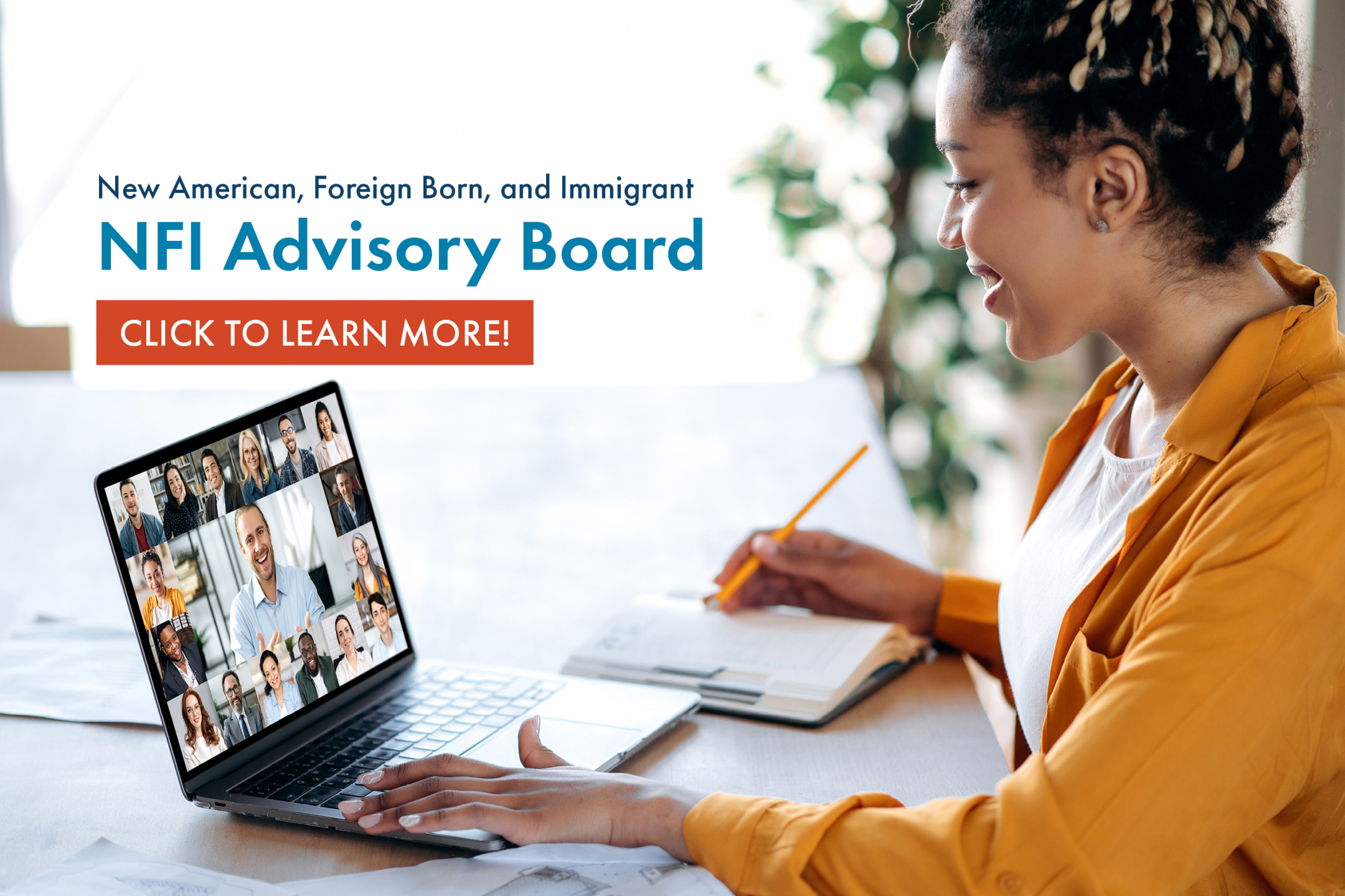 NFI Advisory Board, woman on virtual team call