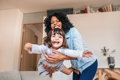 mother and daughter playing