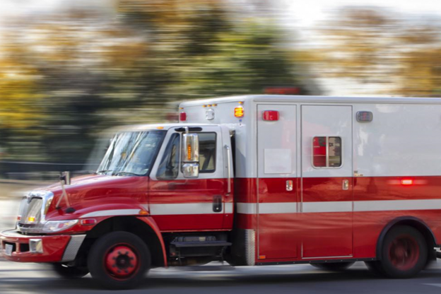 Picture of an ambulance vehicle in motion