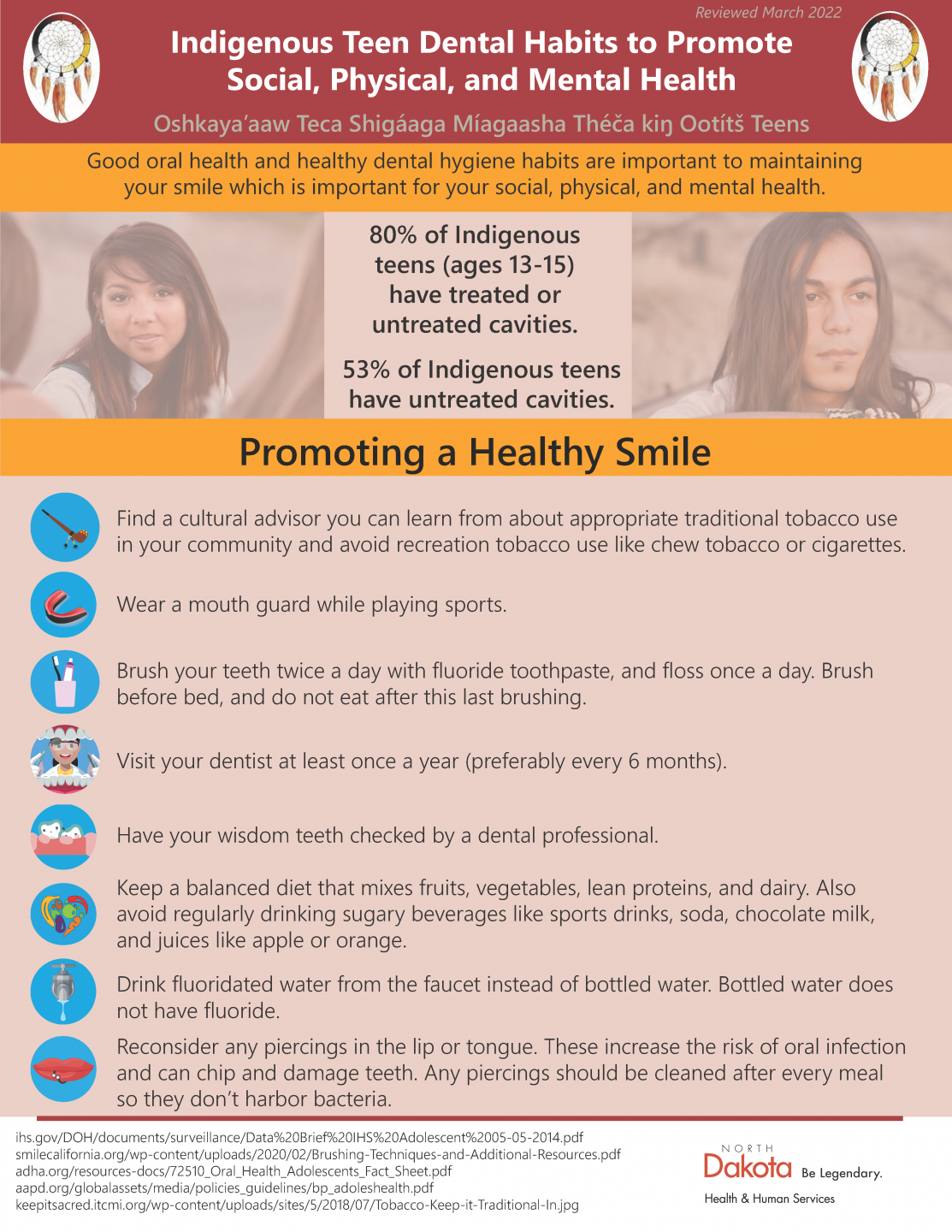 indigenous teen dental habits to promote social, physical, and mental health flyer