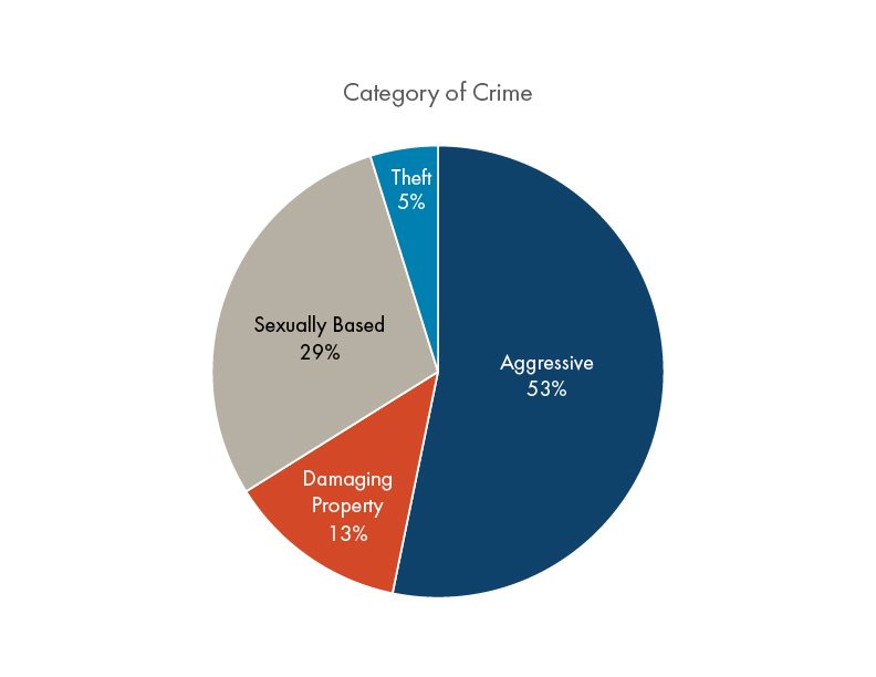 Chart showing category of crime