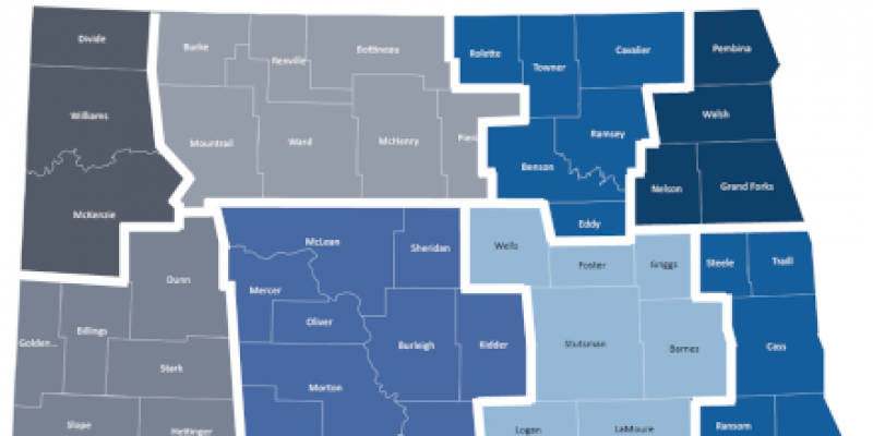 ND Map of Human Service Regions